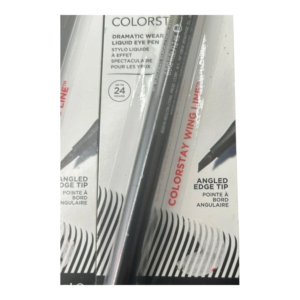 2X Revlon ColorStay Liquid Eye Pen Wing Line Angled‎ Edge Tip 002 Blackest Black